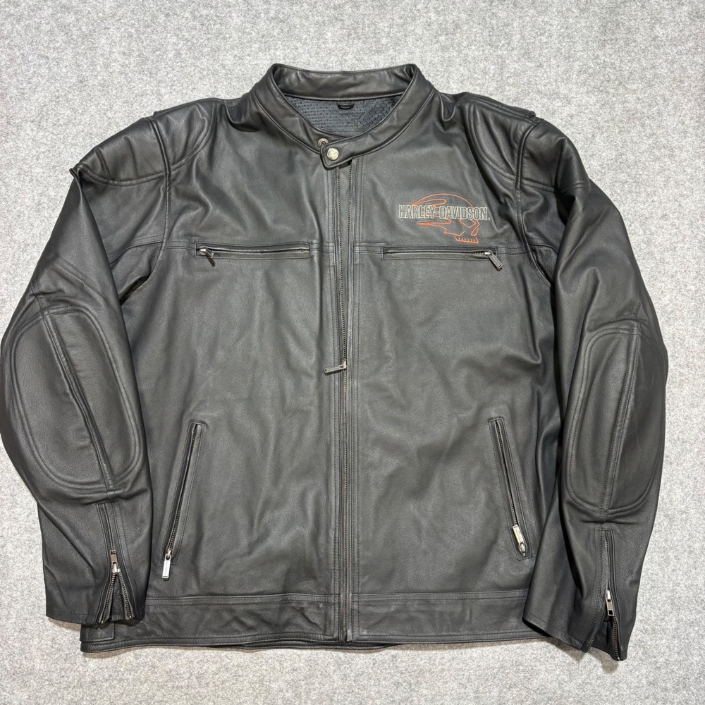 Harley-Davidson Mens 3XL Black Leather Willie G Skull Riding Jacket Pigskin
